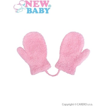 New Baby zimní rukavičky se šňůrkou světle růžové