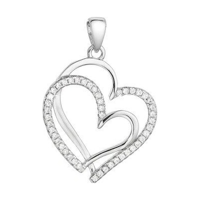 Pavona Stříbrný přívěsek dvě srdíčka se zirkony v bílé barvě 14018.1