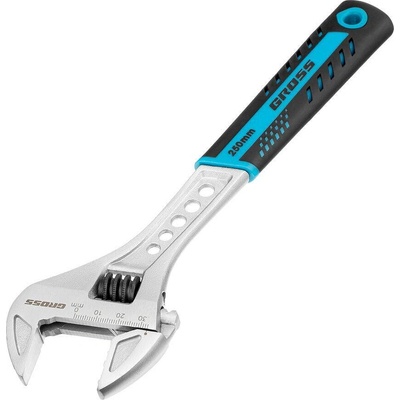 GROSS Регулируем ключ, 250 мм, CrV, двукомпонентна дръжка// Gross 15562 (15562)