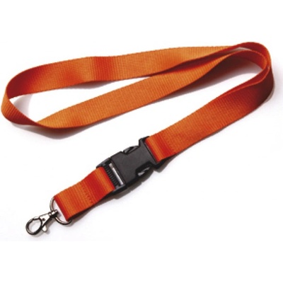 Šňůrka na krk Promex s karabinou a sponou 2,5 cm oranžová