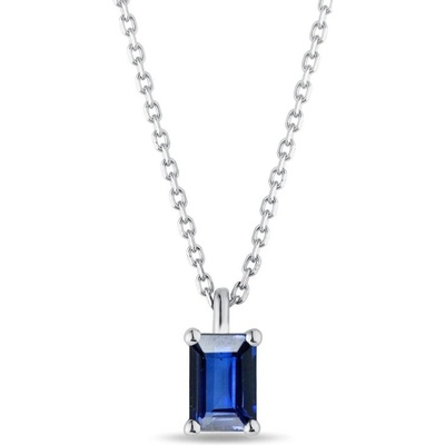 Klenota Náhrdelník z bieleho zlata so zafírom emerald cut N0385602