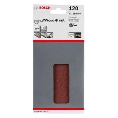 Bosch Brusný papír P120, 93x186 mm, 10 ks 2608605306