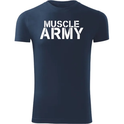DRAGOWA Фитнес тениска с къс ръкав Muscle Army, синя, 180 г/м2 (4210)