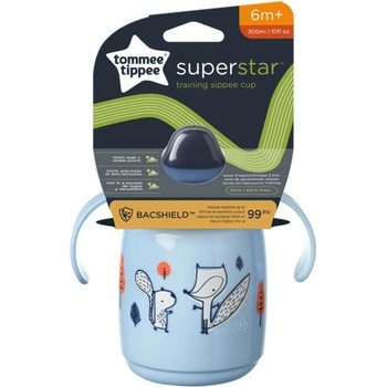 Tommee Tippee Чаша за пиене - Superstar чаша за обучение с чучур 300 мл 6 месеца синьо (447822)