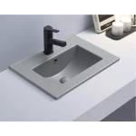 Inter Ceramic Мивка за баня 81х46 см Мони, порцелан, сив мат за поставяне върху шкаф (8066g)