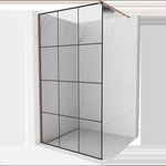 Mexen Kioto Душ параван Walk-in 110 x 200 см, черна решетка 8 мм, розово злато (800-110-101-60-77)
