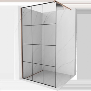 Mexen Kioto Душ параван Walk-in 110 x 200 см, черна решетка 8 мм, розово злато (800-110-101-60-77)