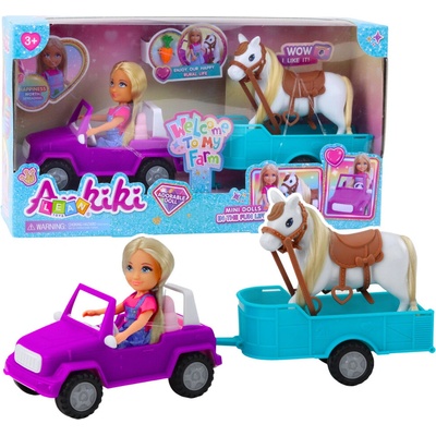 LEAN Toys 24473 Bábika Ankiki s kabrioleto prívesom a koňom