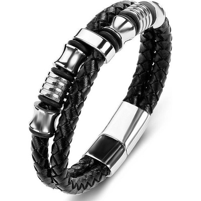 Titan Jewerly pánsky kožený prepletaný náramok Norris Čierny BL-055S