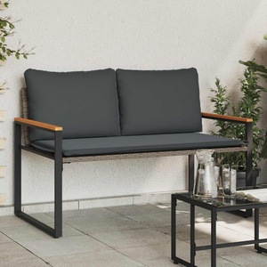 vidaXL Пейка с възглавница Сив и тъмен сив 115 x 65 x 72 см Ратан (42026942)