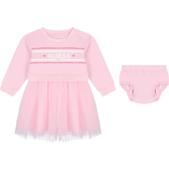 Guess Комбинирана рокля с тюл в розов цвят за бебе момиче Guess