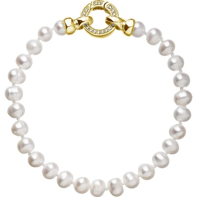 Pavona perlový náramek z pravých říčních perel bílý 23001.1 Au plating