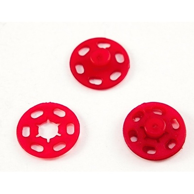 Plastový patentiek - červená - priemer 1,8 cm