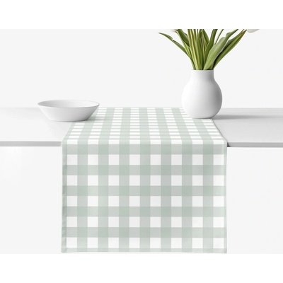 Goldea běhoun 100% bavlněné plátno šalvějově zelené kostičky 50x120 cm