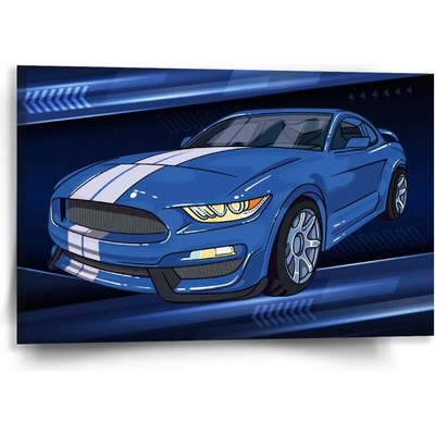 Sablio Obraz Mustang Modré pozadie s pruhmi - 60x40 cm