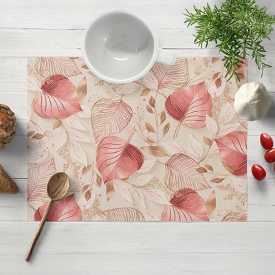 Biante Dekorační prostírání na stůl Leona LN-172 Růžovo-vínové listy na režném 30x40 cm