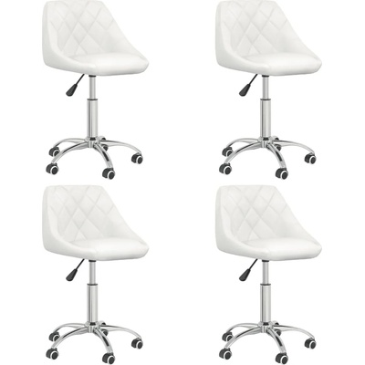 vidaXL Въртящи се трапезни столове, 4 бр, бели, изкуствена кожа (3088665)