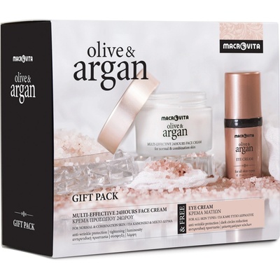 Macrovita Olive & Argan Gift set normal cream + eye cream mini - Darčekový set 24h krém pre normálnu pleť+očný krém mini 50 ml + 15 ml
