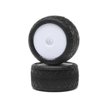 Losi Задна гума с джанта BK Bar, бял диск (2): Mini-B