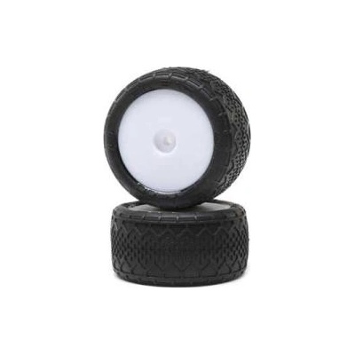 Losi Задна гума с джанта BK Bar, бял диск (2): Mini-B