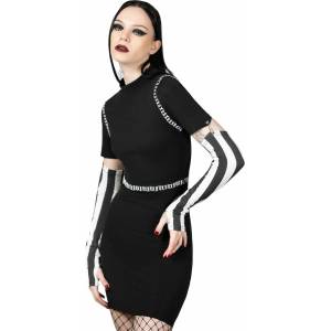 KILLSTAR дамска рокля KILLSTAR - Stripes & Stitches - Черен - KSRA008940