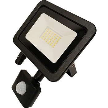 Ecolite Černý LED reflektor 30W SMD s pohybovým čidlem