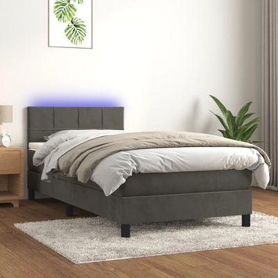 Petrashop 3134370 boxspring postel s matrací a LED tmavě šedá samet