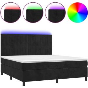  Боксспринг легло с Матрак + Топ матрак и LED, черно, 160x200 см, кадифе - elemento - 1 090,00 лв