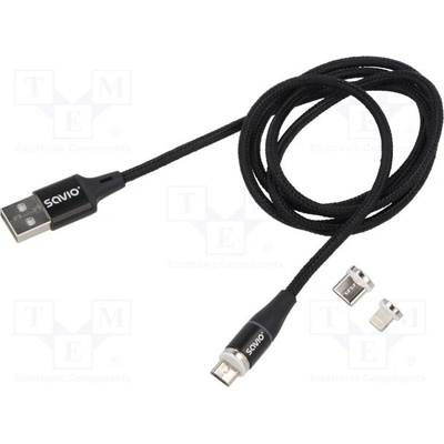 Savio CL-152 magnetický, USB 2.0, 1m, černý
