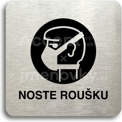 ACCEPT Piktogram noste roušku - stříbrná tabulka - černý tisk bez rámečku