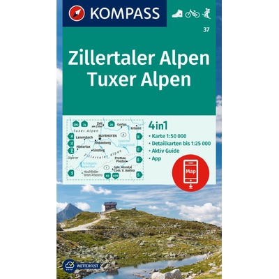 37 Zillertaler Alpen, Tuxer Alpen 1: 50 000 KOMPASS