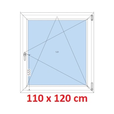 Soft Plastové okno 1100 x 1200 mm, otevíravé a sklopné, Černá krupička/Černá krupička