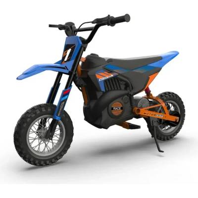 ROLLZONE Детски акумулаторен крос мотор 24V с пневматични гуми и седалка от изкуствена кожа, Син (BDM0952-blue)