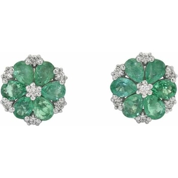 Eppi Kvetinové náušnice plné smaragdov a diamantov Vita E33990