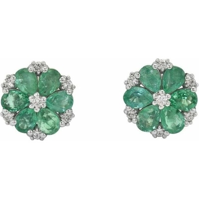 Eppi Kvetinové náušnice plné smaragdov a diamantov Vita E33990