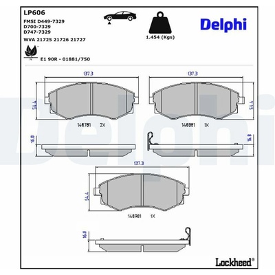 Sada brzdových platničiek kotúčovej brzdy DELPHI LP606