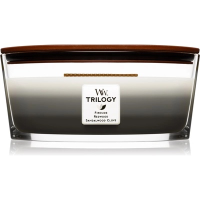 WoodWick Trilogy Warm Woods ароматна свещ с дървен фитил (hearthwick) 453.6 гр