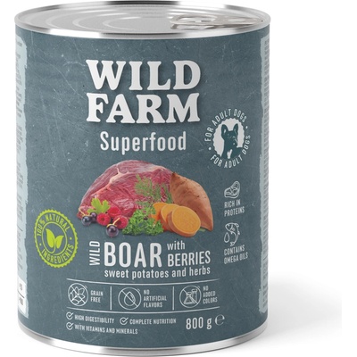 Wild Farm Superfood Jelenina so sladkými zemiakmi bobuľami a bylinkami 800 g