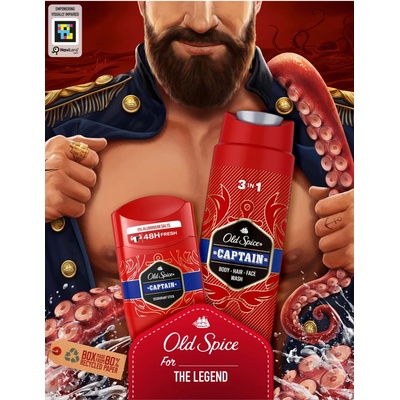 Old Spice Captain dezodorant 50 ml + sprchový gél 3v1 na tvár, telo a vlasy 250 ml