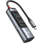 YESIDO Докинг станция 5 в 1 - Yesido HB24 - Type-C → 3× USB + USB-C + Mini DP, PD100W, 4K@30Hz, 5Gbps - Сив