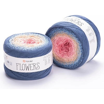 Yarn Art příze Flowers 262 růžová, béžová a jeans