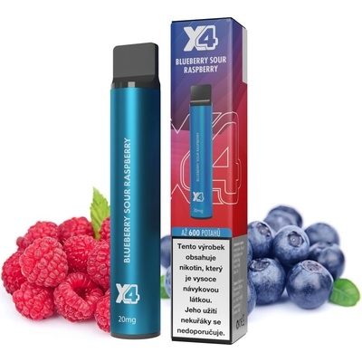 X4 Bar Blueberry Sour Raspberry 20 mg 600 potáhnutí 1 ks