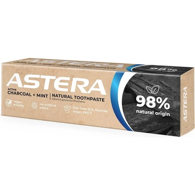 Astera Natural Паста за зъби Charcoal + Mint, 75 ml