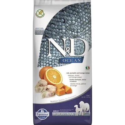 N&D OCEAN PUMPKIN GF adult medium & maxi treska & pomeranč 12 kg