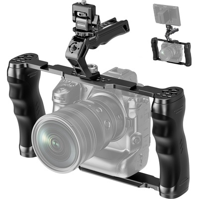 Neewer Universal Camera Cage with Top Handle, Accessories Monitor Mount, Arca Type Camera Gimbal Stabilizer Video Rig, Two Handles and 3/8 Compatible with SmallRig CA016T+MA006