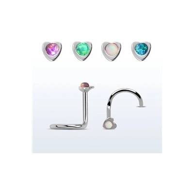 Piercingate piercing do nosu srdíčko PNO00232 světle zelená