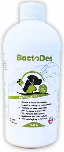 BactoDes Animal Enzymatický čistič na odstranění zápachu moči psů a koček 500 ml