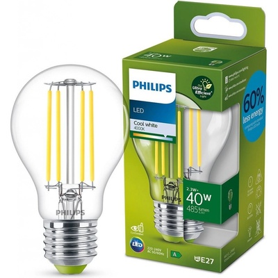 Philips 8719514343740 LED filamentová žárovka 1x2,3W/60W E27 485lm 4000K čirá, Ultra Efficient