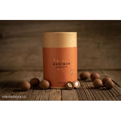 Čokoládovna Lyra MAXIMUM ALMONDS mandle v nugátu a mléčné čokoládě 200 g