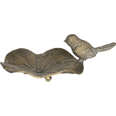 Clayre & Eef Dekorační kovová miska s ptáčkem 13 x 9 x 4 cm
